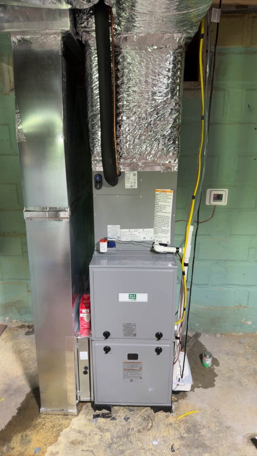 Basement furnace install with clean ductwork